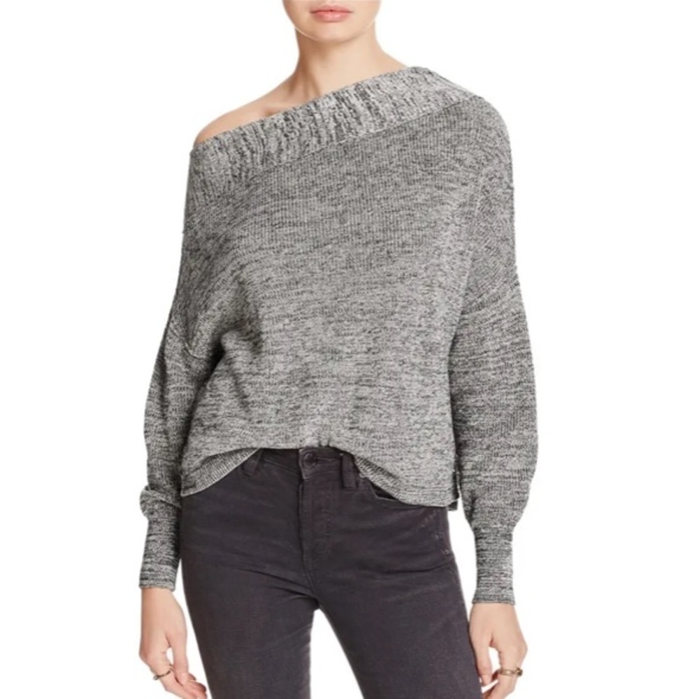 FREE People Alana sweater off the shoulder pullover linen blend Size Small